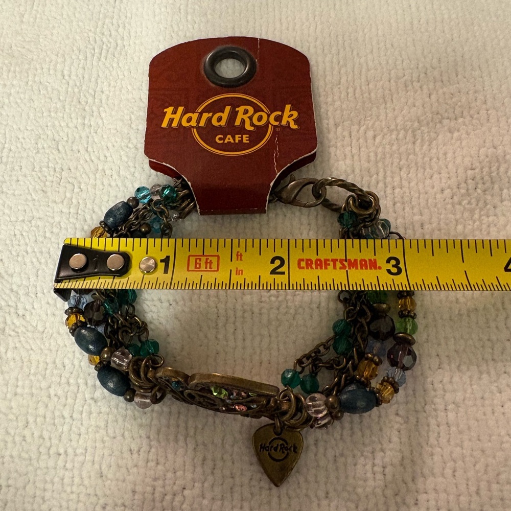 NWT Hard Rock Cafe Teal Green Purple Multicolor Beaded Bracelet - Picture 7 of 8